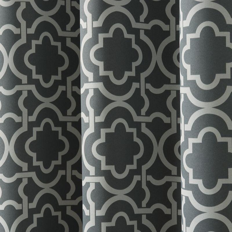 40"x84" Sun Zero Blackout Barnett Trellis Grommet Curtain Panel Gray: Thermal Insulated, Energy Efficient, Noise Reduction
