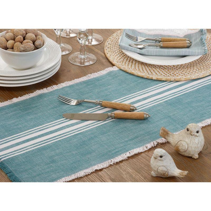 Saro Lifestyle Cotton Table Runner With Striped Fringe Design