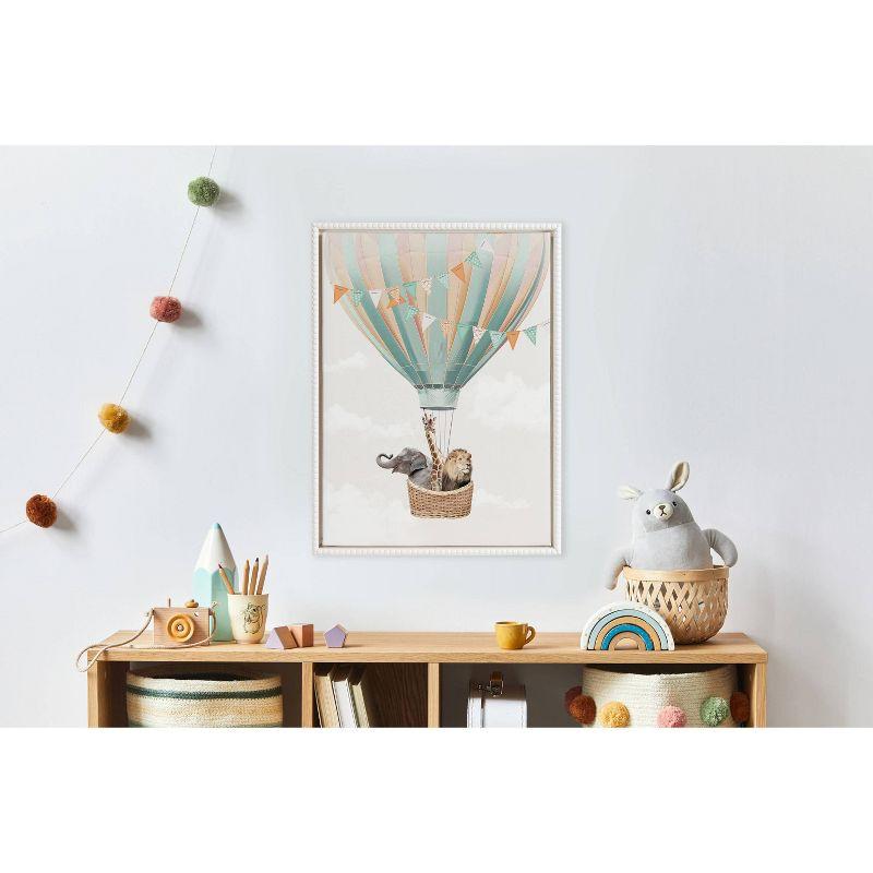 18"x24" Sylvie Beaded Hot Air Balloon Travel Framed Canvas by July Art Prints White - Kate & Laurel All Things Decor: Modern Style