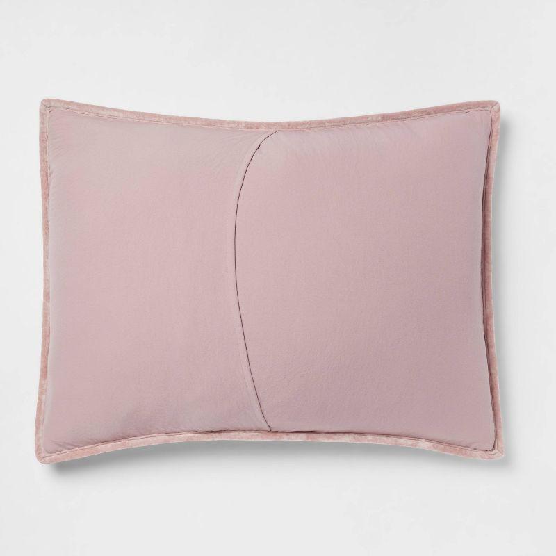 Standard Luxe Diamond Stitch Velvet Quilt Sham Mauve - Threshold™: OEKO-TEX Certified, Polyester, Machine Washable