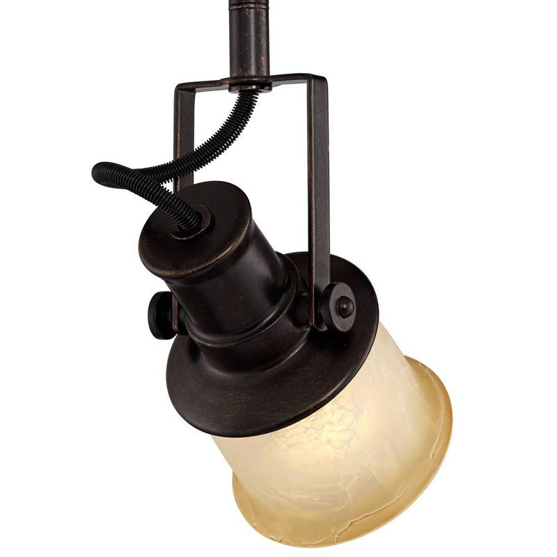 Pro Track 4-Head Ceiling or Wall Track Light Fixture Kit Spot Light Directional Brown Bronze Finish Amber Glass Traditional Kitchen Bathroom 34" Wide