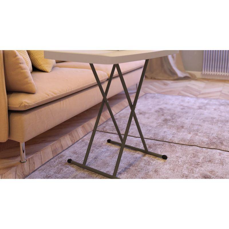 Emma and Oliver 26 Inch Height Adjustable Plastic Folding TV Tray/Laptop Table in Granite White