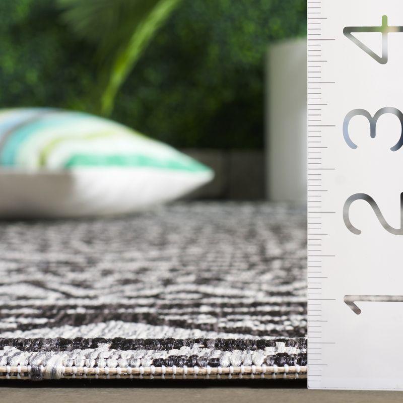 Courtyard CY8734 UV & Stain Resistant Non-Shedding Power Loomed Indoor/Outdoor Runner Rug - Light Grey/Black - 2'3"x10' - Safavieh