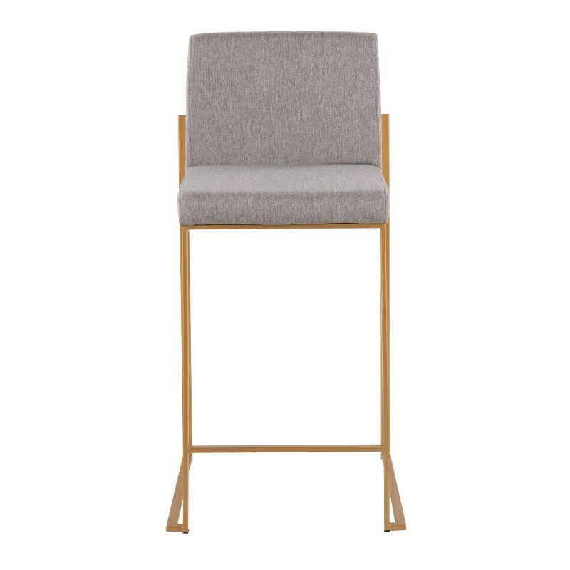 Set of 2 FujiHB Polyester/Steel Counter Height Barstools Gold/Gray - LumiSource