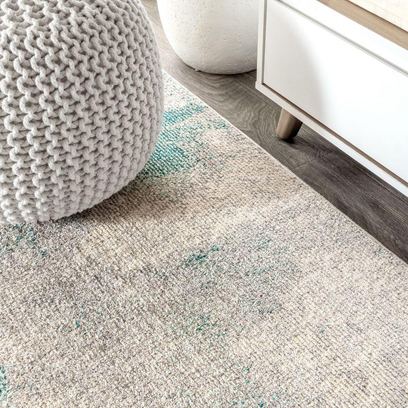 6'x 9' Contemporary POP Modern Abstract Vintage Area Rug, Cream/Blue - JONATHAN Y