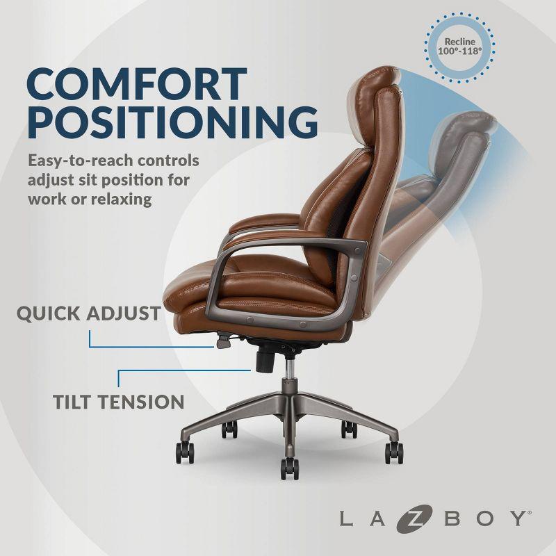 La-Z-Boy La-Z-Boy® Nova Executive Office Chair, Patented AIR Ergonomic Support Technology®, High-Back Premium Comfort & Support, Vegan PU Leather