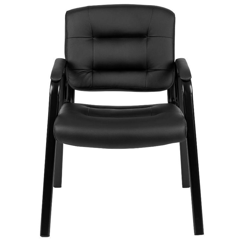 Flash Furniture Darwin Flash Fundamentals Black LeatherSoft Executive Reception Chair with Black Metal Frame