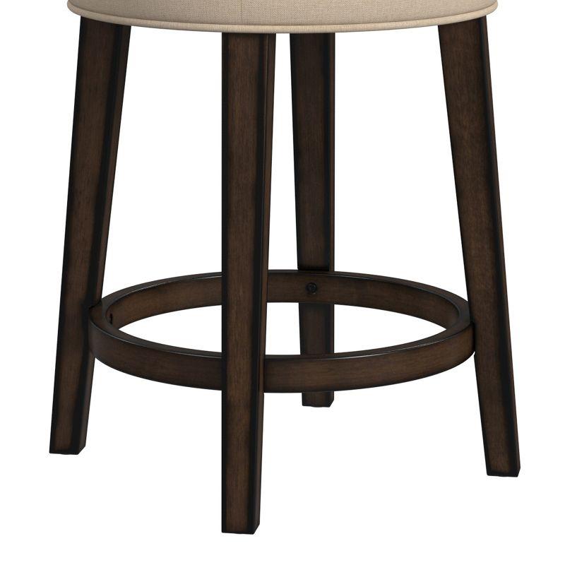 Krauss Backless Counter Height Barstool: Linen Upholstery, Charcoal Wood Frame - Hillsdale Furniture