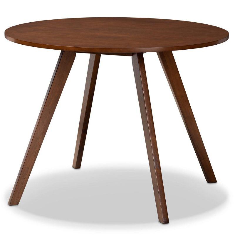 Alana Compact Round Walnut Wood Mid-Century Modern Dining Table