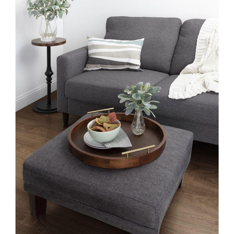 Kate and Laurel Lipton Tray, 18" Diameter, Walnut Brown