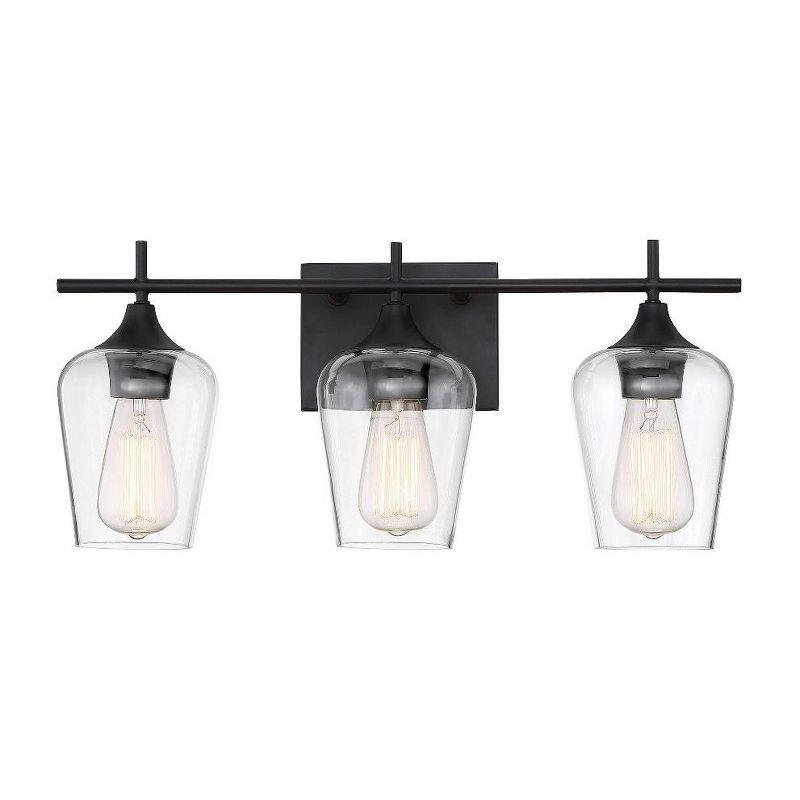 Octave 3-Light Bronze Vanity Fixture with Clear Glass Shades