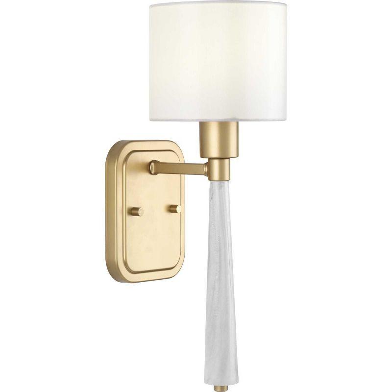 Progress Lighting Palacio 1-Light Wall Sconce, Vintage Gold, White Silk Shade