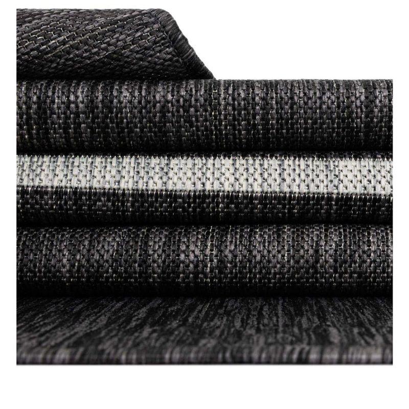 Charcoal and Gray Stripe 9' x 12' Outdoor Synthetic Area Rug