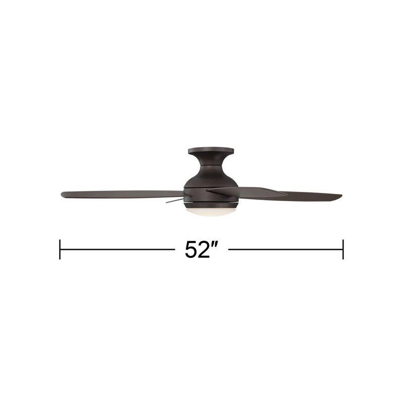 Casa Vieja 52" Casa Elite Mid Century Modern Indoor Ceiling Fan 4 Blade LED Light Remote Control Oil Rubbed Bronze Finish Bedroom Living Room Hugger