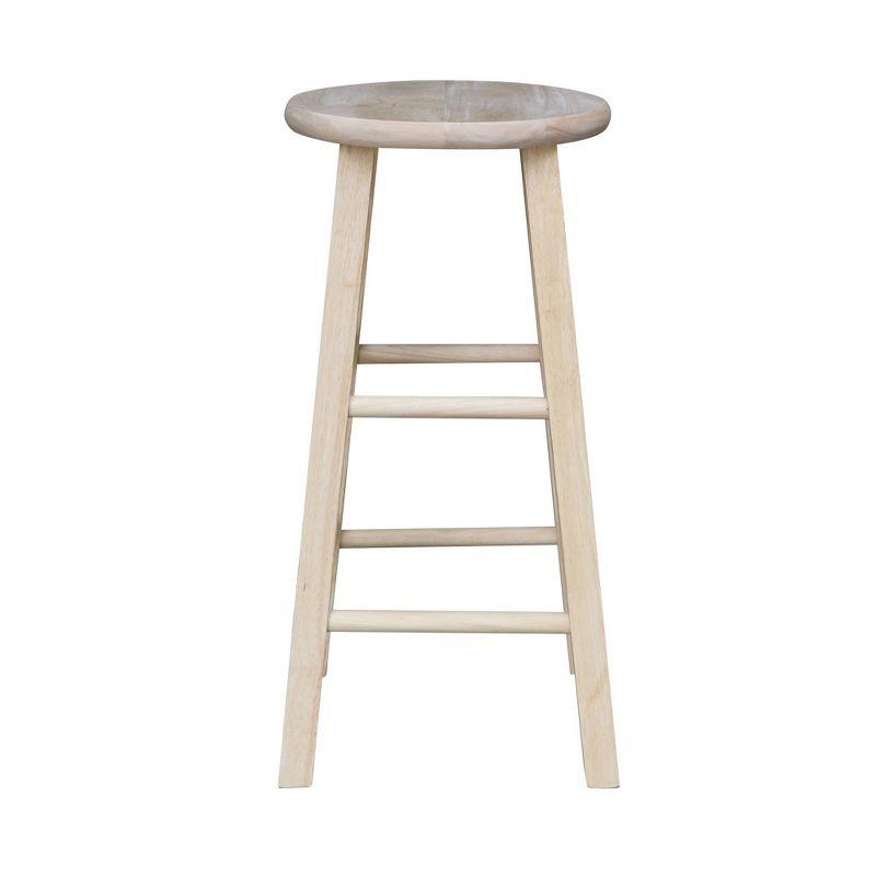 Unfinished Brown Wood Counter Height Barstool