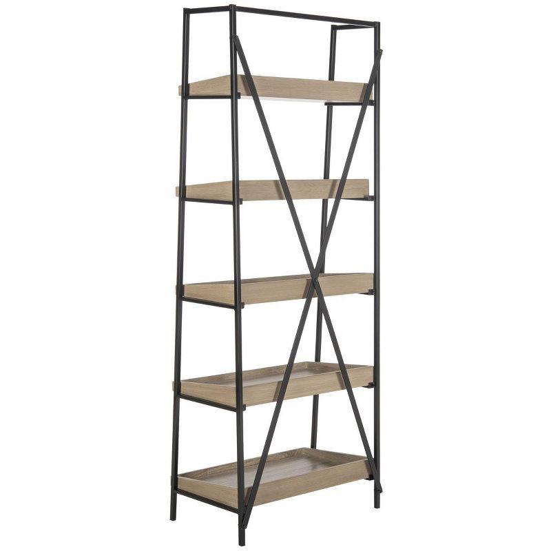 Joel Retro Mid Century 5-Tier Etagere - Light Brown/Black - Safavieh