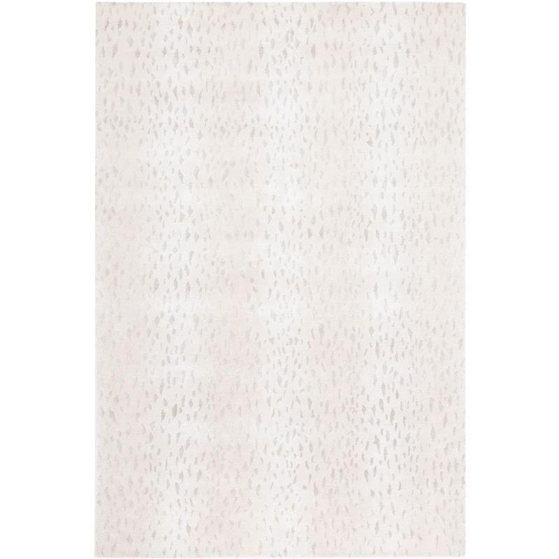 Ivory Geometric Hand-Knotted Wool Area Rug