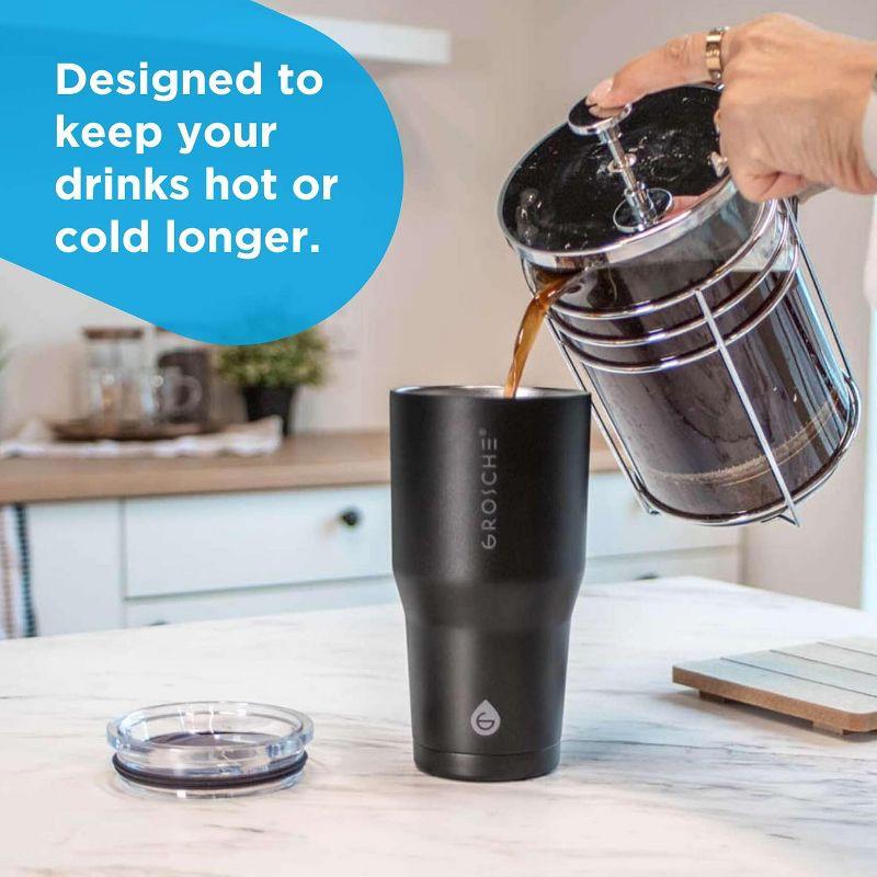 GROSCHE YUKON 20 OZ Insulated Travel Mug, Coffee Tumbler with Slider Lid, Graphite Black