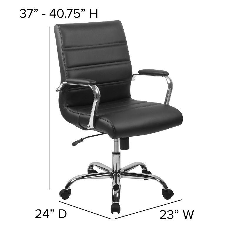 Mid-Back Black LeatherSoft Executive Swivel Office Chair with Chrome Frame