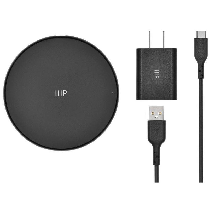 Monoprice Wireless Charger, Qi-Certified 15W Fast Charging Pad with QC3.0 AC Adapter For iPhone 12/12 Pro/11/11 Pro/XR/XS/X/8/8+/Airpods, Galaxy