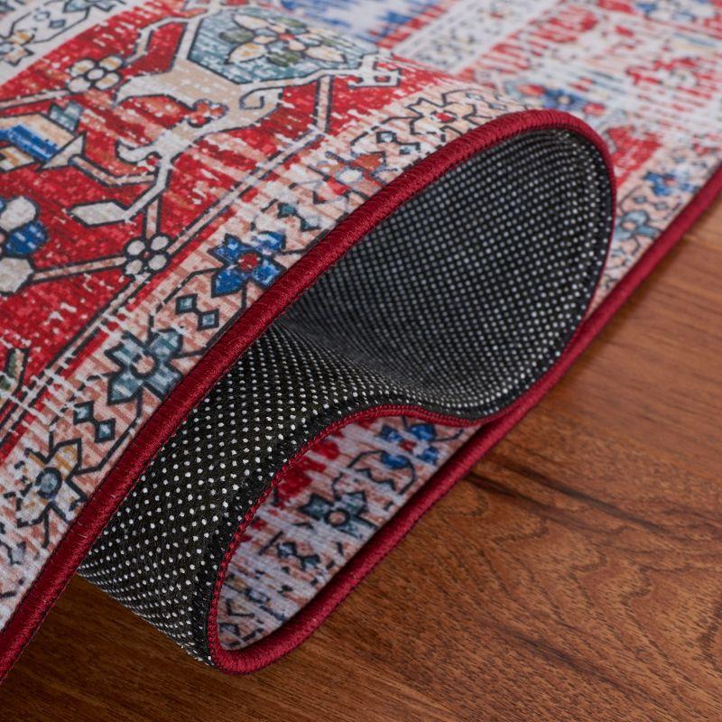 Tucson Vintage Persian TSN102 Power Loomed Machine Washable Skid-Resistant Indoor Runner Rug - Blue/Red - 2'6"x8' - Safavieh