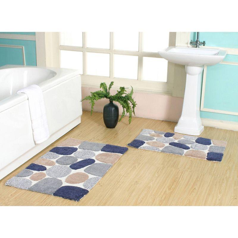 2pc 32"x20" Pebbles Bath Rug Set Gray/Blue - Chesapeake Merchandising