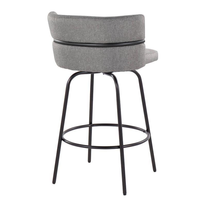 Set of 2 Cinch-Claire Counter Height Barstools: Swivel, Upholstered, Metal Frame - LumiSource