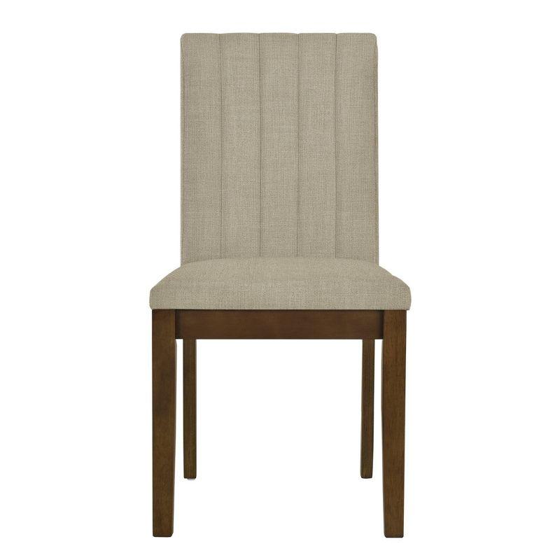 510 Design Set of 2 Everly Upholstered Channel Back Dining Chairs Dark Taupe: Polyester & Linen, Wood Legs