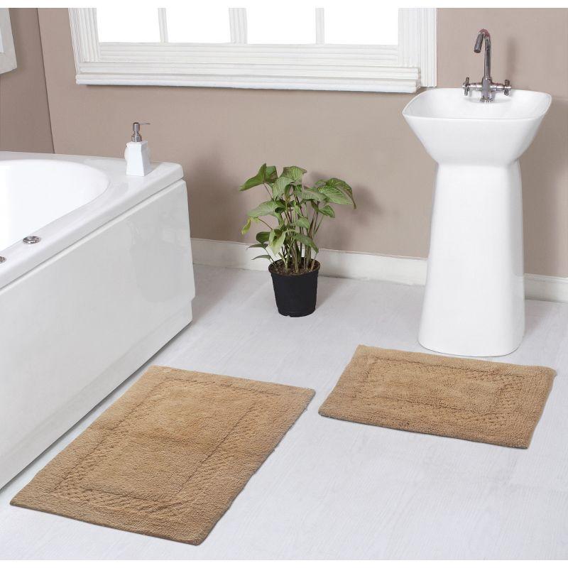 Beige Cotton Tufted 2-Piece Bath Rug Set