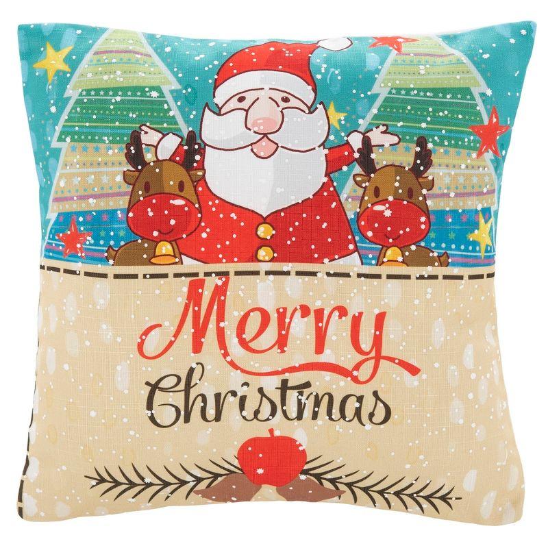 Santa Claus Merry Christmas Blue and Red Kids Pillow