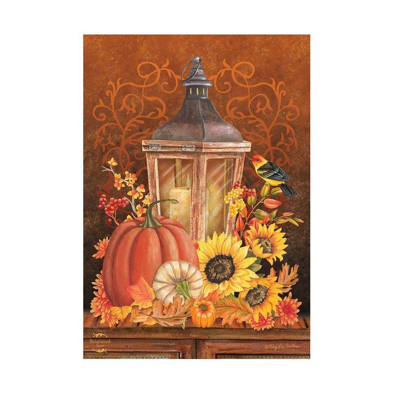 Fall Lantern Primitive Garden Flag Pumpkins Sunflower 18" x 12.5" Briarwood Lane