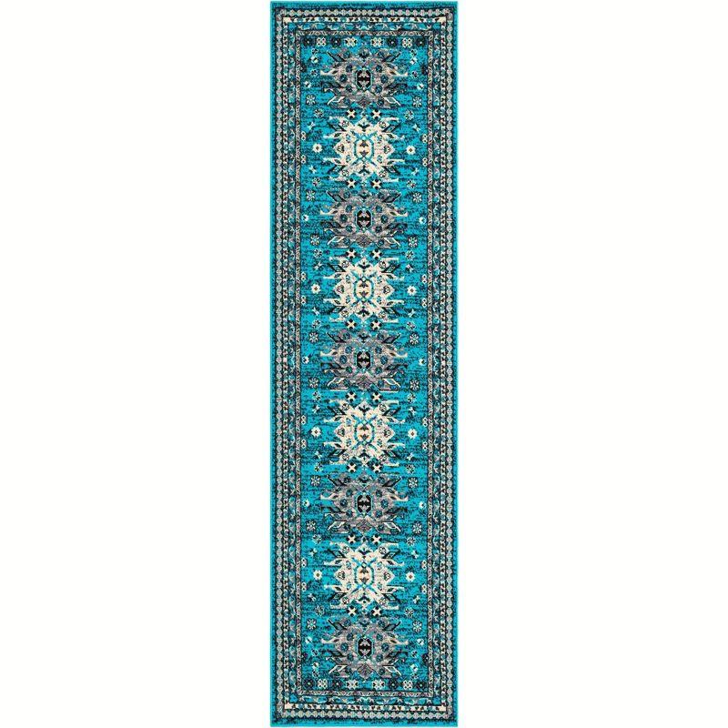 Unique Loom 2' 7 x 10' 0 Runner Turquoise Taftan Oasis Area Rug