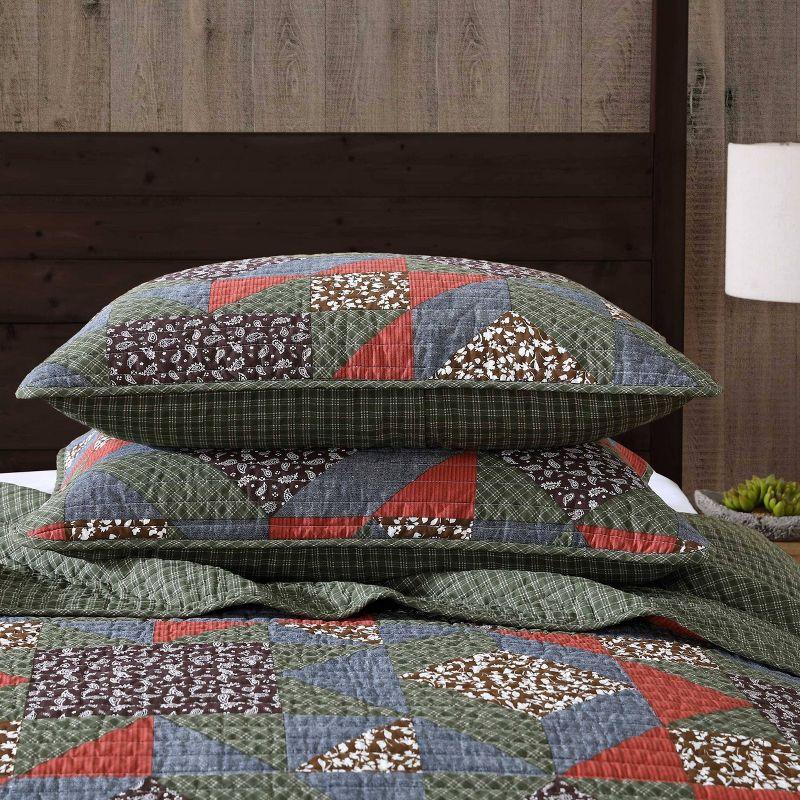 Eddie Bauer Block Patchwork Cotton Reversible Green Quilt Set