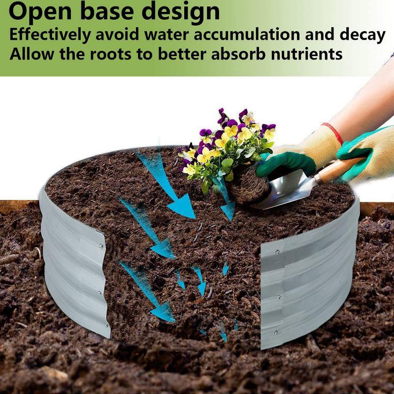 LuxenHome 2ft Round Galvanized Metal Raised Garden Bed Planter Silver