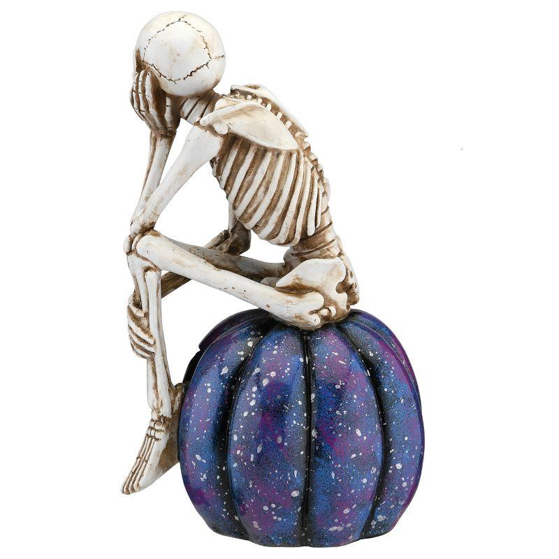 11" LED Lit Skeleton on Purple Galaxy Pumpkin - National Tree Company