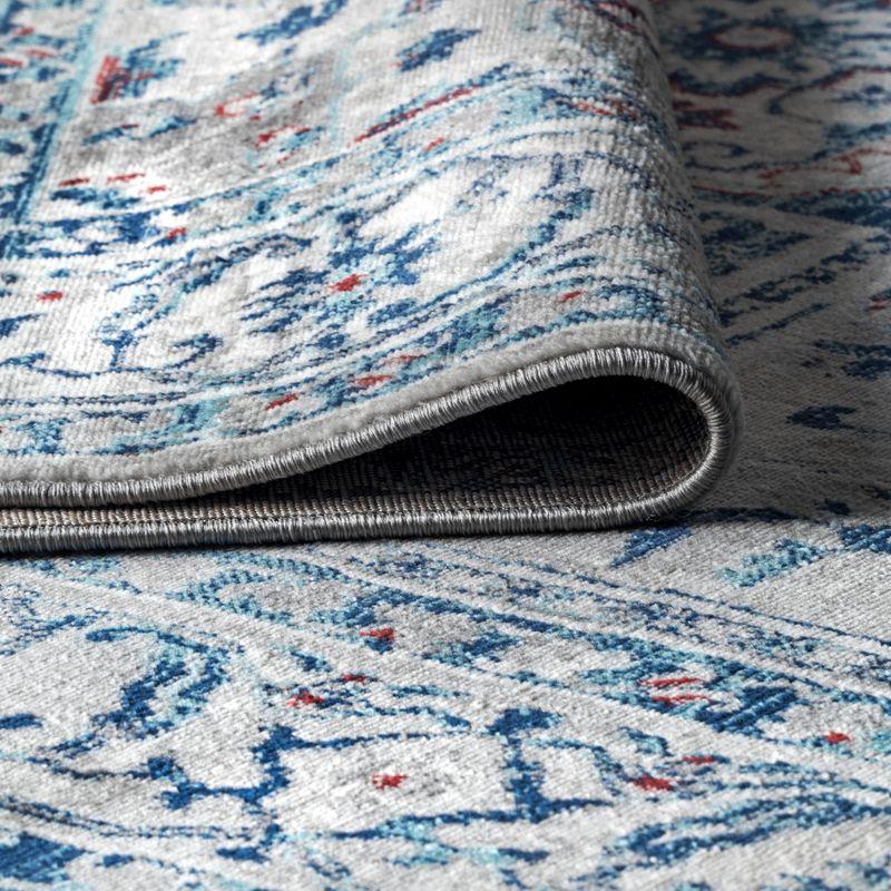 4'x6' Modern Persian Vintage Medallion Area Rug, Light Grey/Blue - JONATHAN Y