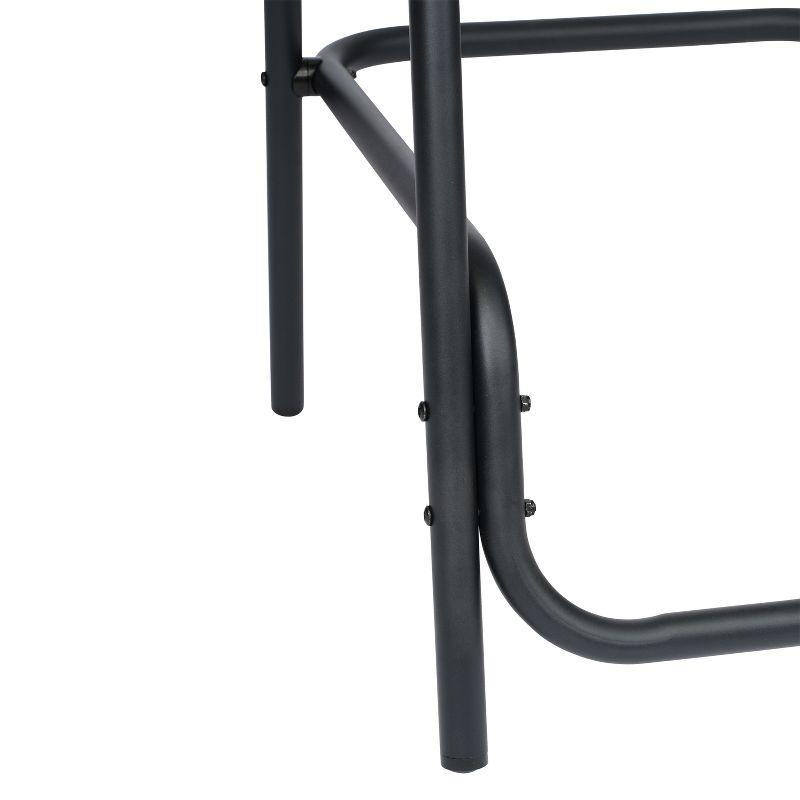 Flash Furniture Lila Set of 2 Commercial Grade Indoor-Outdoor PE Rattan Restaurant Barstool with Black Aluminum Frame and Footrest in Medium Brown