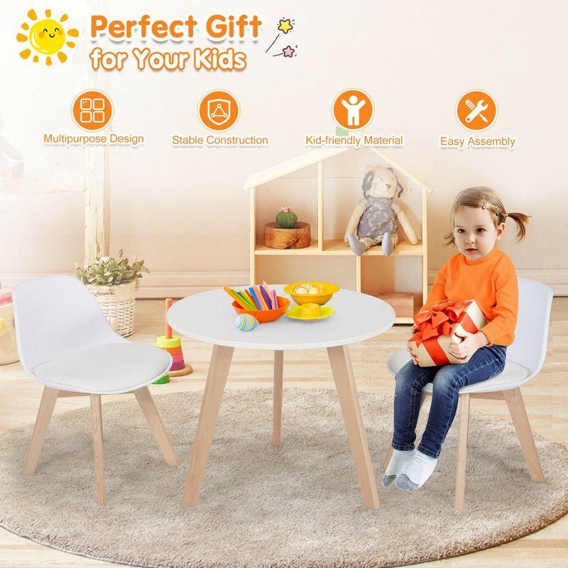 Costway Kids Table & 2 Chairs Set Modern Activity Play Table w/Beech Leg Cushion