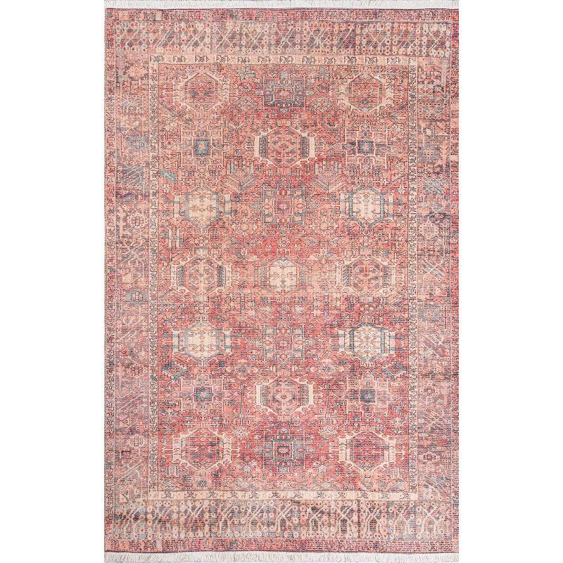 2'x3' Helena Accent Rug Coral Pink - Momeni: Bohemian Ikat Design, Low Pile, Indoor, Machine Made, Polyester & Cotton