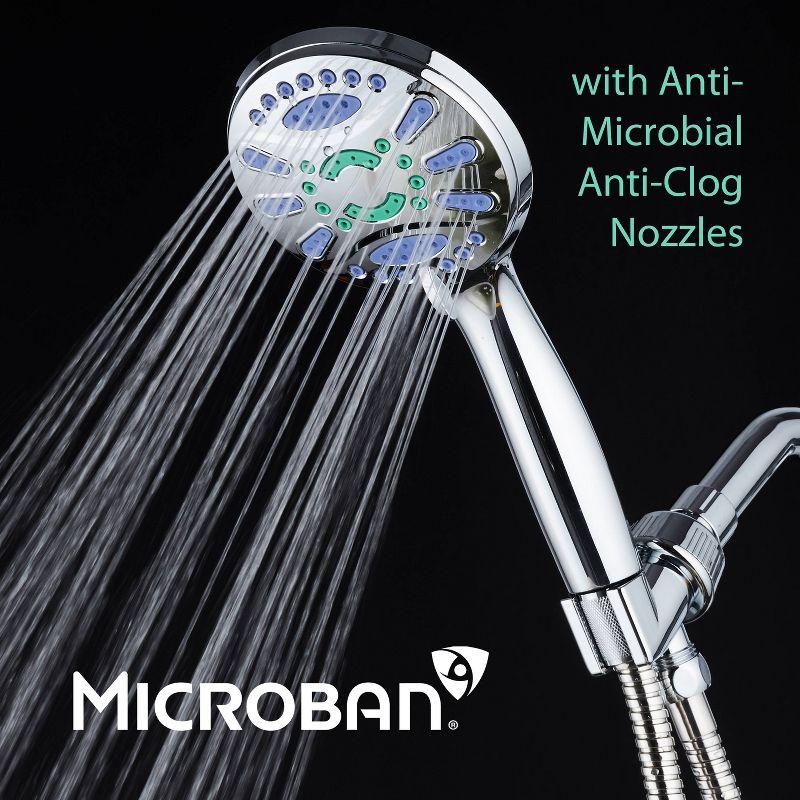Six Setting Elite High Pressure Ultra Luxury Handheld Shower Head Chrome - AquaDance: Hotelspa Notilus, 6ft Hose, Polished ABS & Brass