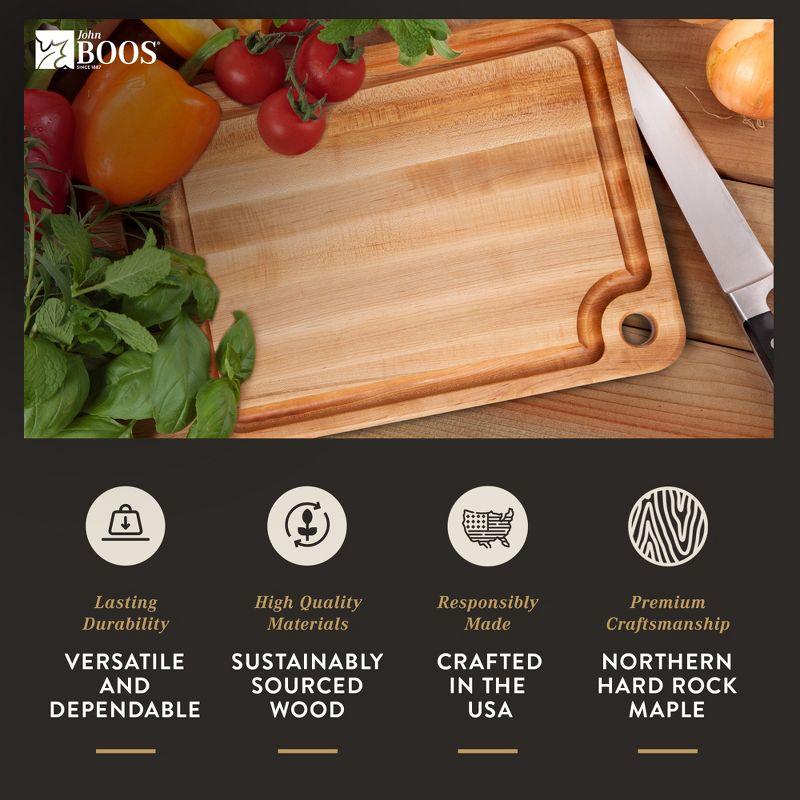 John Boos Block Prestige Edge Grain Maple Wood Reversible Cutting Board with Fluid Channel