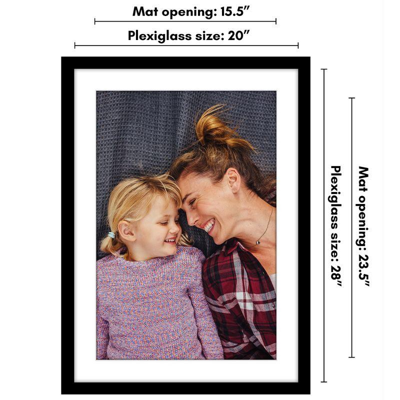 Poster Frame - Wooden Picture Frame with Mat and Plexiglass Cover