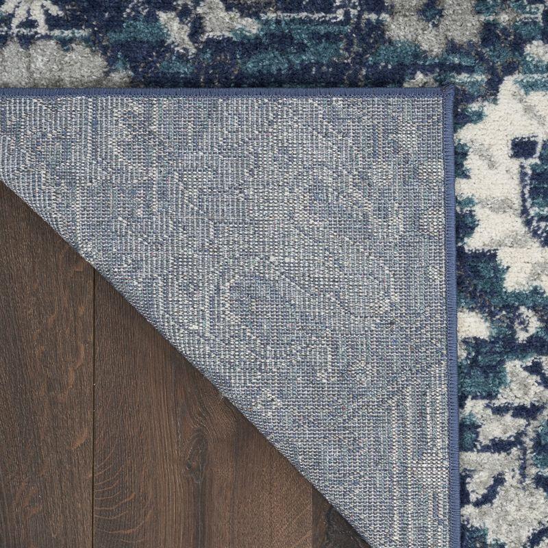 Boho Chic Denim Blue Floral 8' x 10' Easy-Care Area Rug