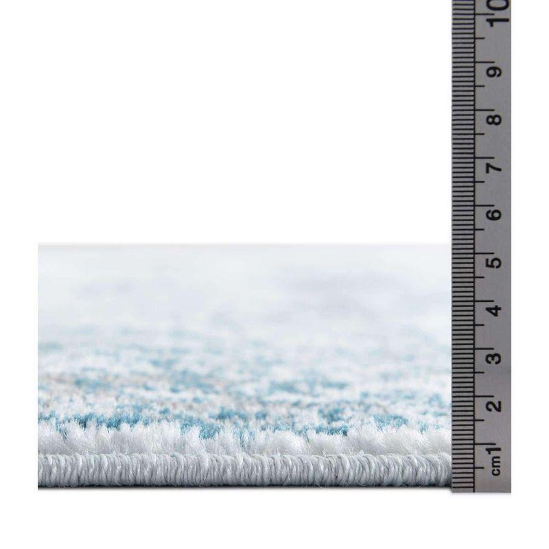 Light Blue Rectangular Synthetic Stain-Resistant Area Rug