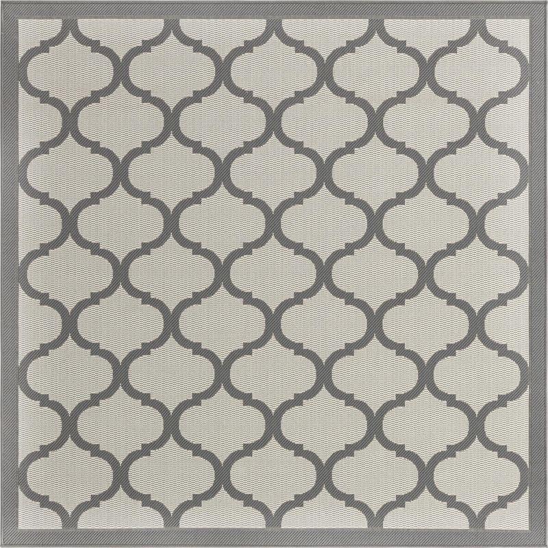 Unique Loom 6' 1 x 6' 1 Square Gray Outdoor Trellis Moroccan Area Rug