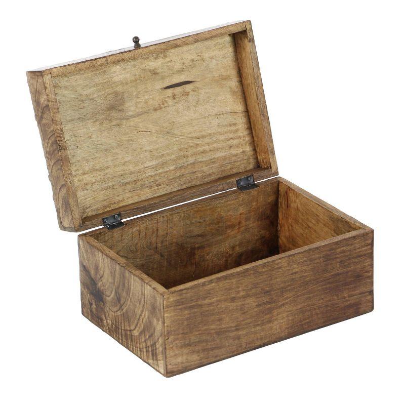 Olivia & May Set of 3 Rustic Carved Mango Wood Boxes : Handmade Keepsake Storage