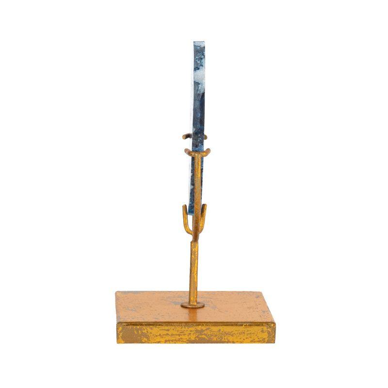 Storied Home Agate on Stand Blue 4" Includes 1 Stand Only: Luxury Glam Metal Sculpture, Indoor Decorative Object