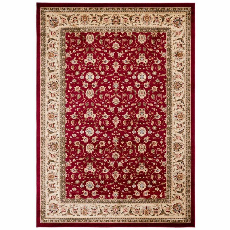 Red and Ivory Traditional Synthetic Area Rug, 8' x 11'