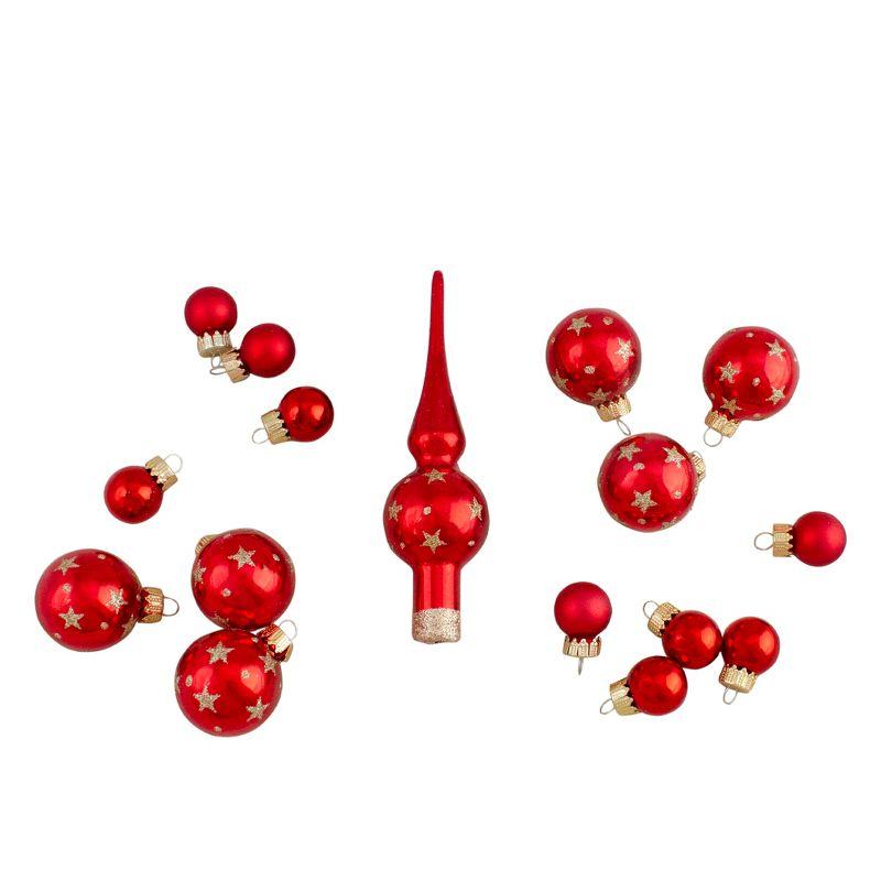 Northlight Seasonal 16-Piece Assorted Glass Christmas Ball Ornaments With Tree Topper