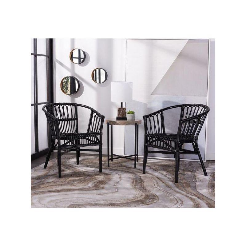Adriana Rattan Accent Chair - Set of 2 - ACH6505 - Black - Safavieh